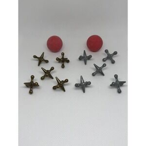 Classic Jacks Game Set with 10 Metal Jacks, 2 Rubber Balls, and Storage Pouch